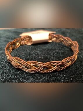 Braided Copper-Tone Women's Bracelet - Stylish Woven Design